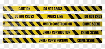 Caution Tape With Do Not Cross And Crime Scene Labels PNG