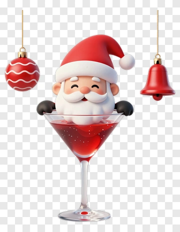 Santa Claus Holding A Christmas Cocktail PNG
