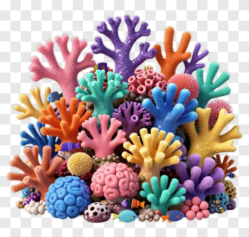 Colorful Coral Reef Composition PNG