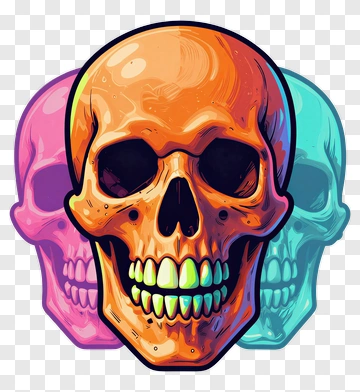 Colorful Skull Trio PNG