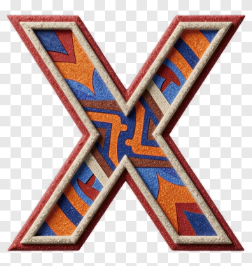 Decorative Letter X With Colorful Patterns PNG