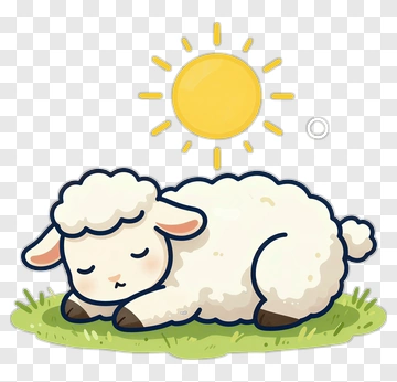 Cartoon Sheep Sleeping Under The Sun PNG