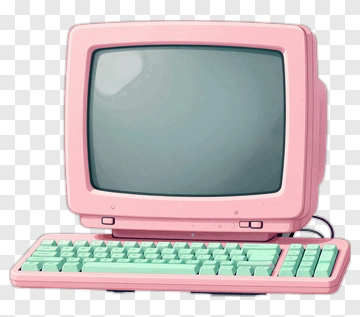 Vintage Pink Computer With Mint Keyboard PNG