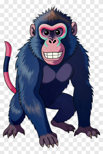 Cartoon Monkey With A Grinning Expression PNG