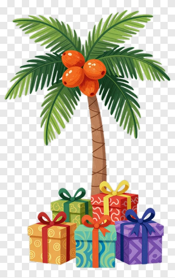 Colorful Palm Tree With Presents PNG