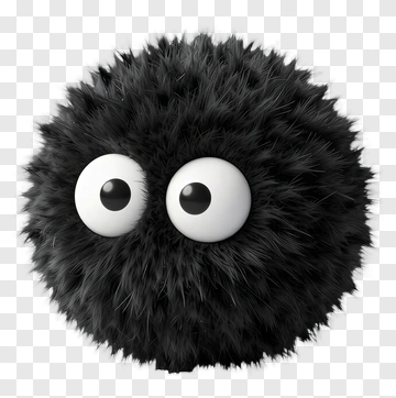 Fluffy Black Creature With Big Eyes PNG