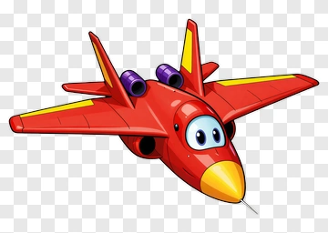 Cartoon Red Jet With Eyes PNG