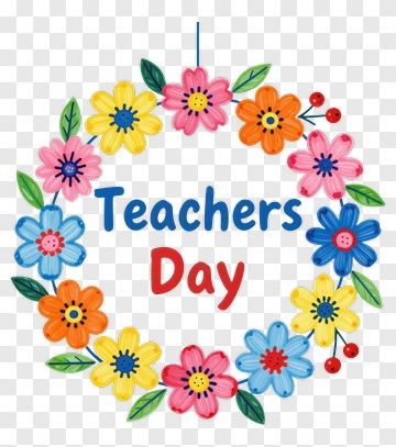 Teachers Day Floral Wreath PNG