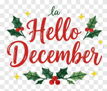 Hello December With Holly And Stars PNG