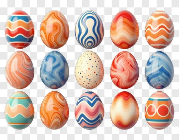 Colorful Decorative Easter Eggs PNG