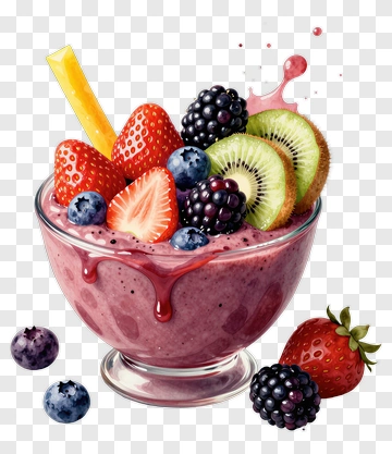 Colorful Fruit Smoothie Bowl PNG