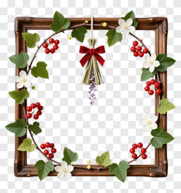 Floral Wreath With Red Berries And White Flowers PNG