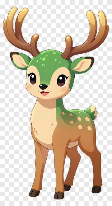 Cartoon Deer With Antlers PNG