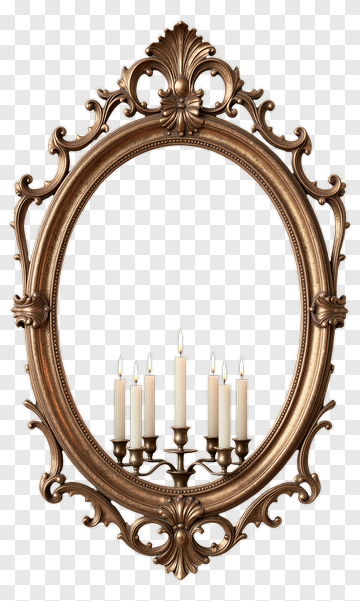 Ornate Mirror With Candle Holder PNG