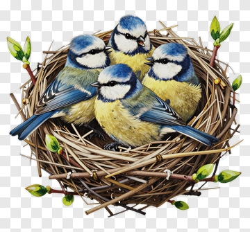 Blue Tit Birds In A Nest PNG