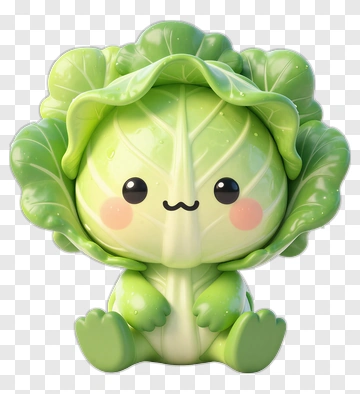 Cute Cabbage Character PNG