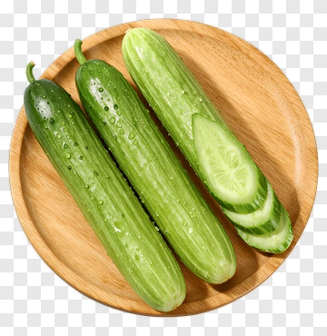 Fresh Cucumbers On A Wooden Plate PNG