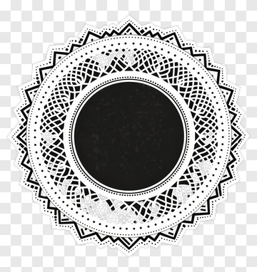 Black Circular Lace Design PNG