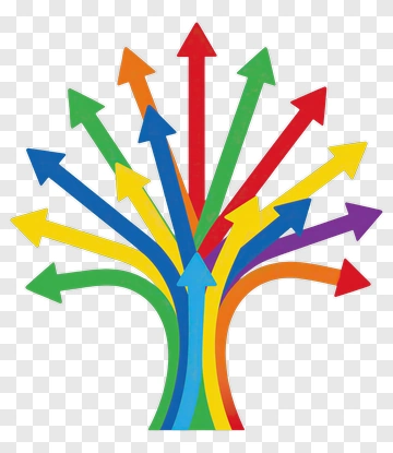 Colorful Arrows Diverging Upwards PNG