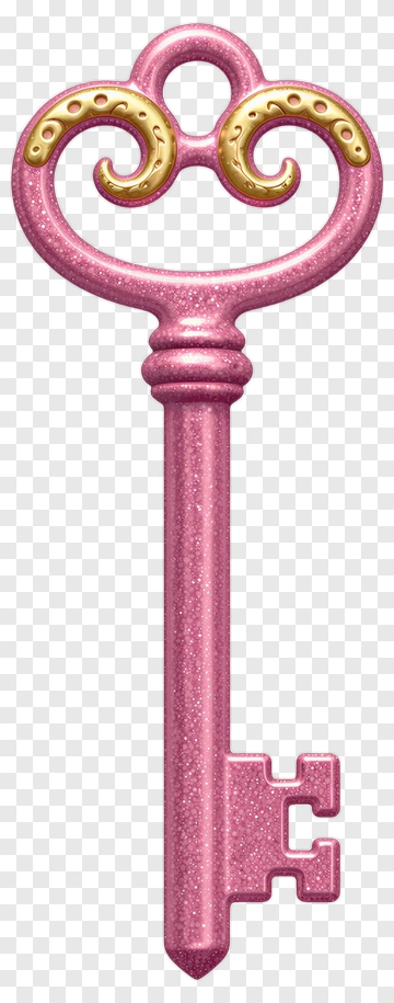 Pink Key With Golden Accents PNG