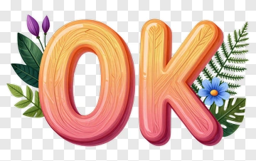 Ok Text With Floral Elements PNG