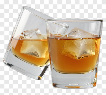 Whiskey Glasses With Ice Cubes PNG