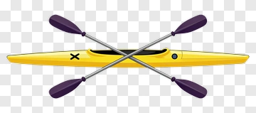 Yellow Kayak With Crossed Paddles PNG