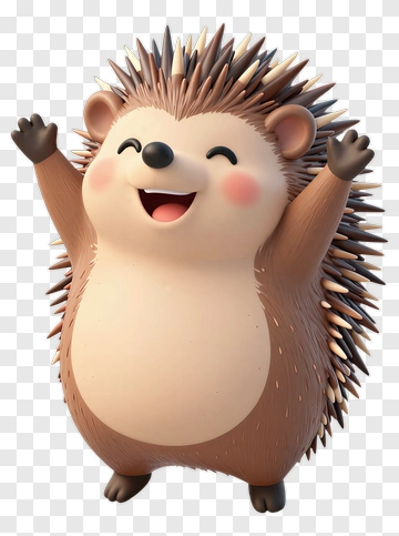 Cartoon Hedgehog Smiling And Celebrating PNG