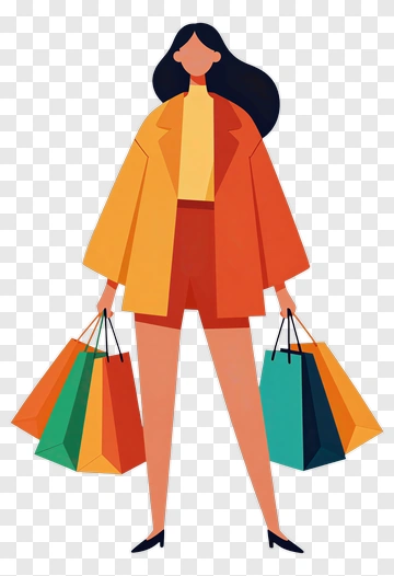 Woman Holding Shopping Bags PNG