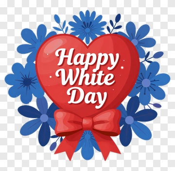 Happy White Day Heart With Flowers PNG