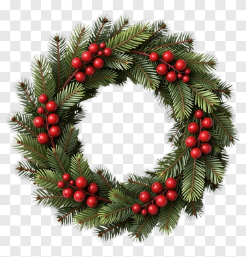 Christmas Wreath With Red Berries PNG