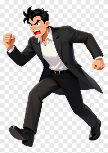 Angry Businessman Running PNG