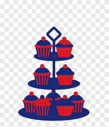 Cupcake Stand With Red And Blue Cupcakes PNG