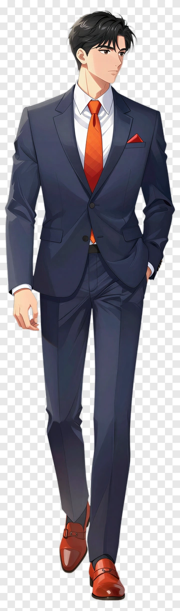 Stylish Man In A Suit With Red Tie PNG