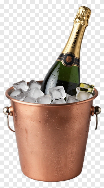 Champagne Bottle In Copper Ice Bucket PNG