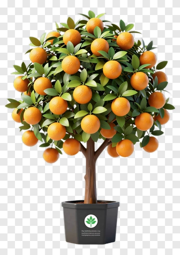 Colorful Orange Tree In A Pot PNG