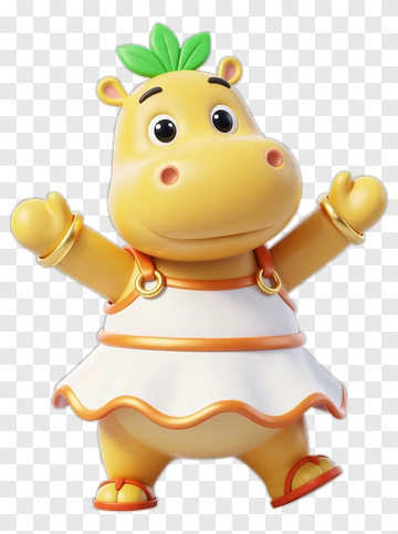 Cartoon Hippo Character In A Dress PNG
