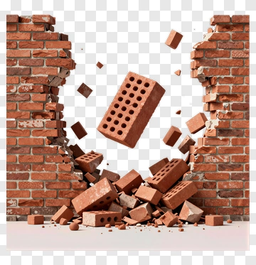 Brick Wall With Falling Bricks PNG