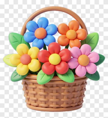 Colorful Flower Basket PNG