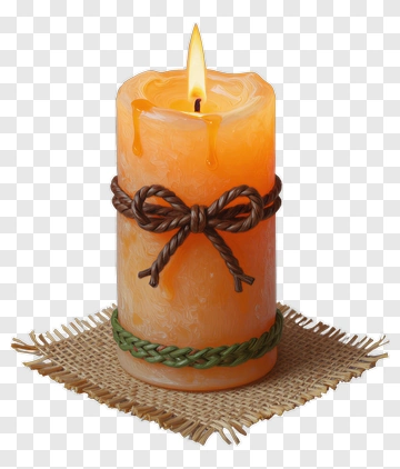 Orange Candle With Decorative Twine PNG