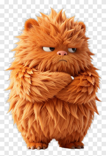 Cartoon Orange Monster With A Grumpy Expression PNG