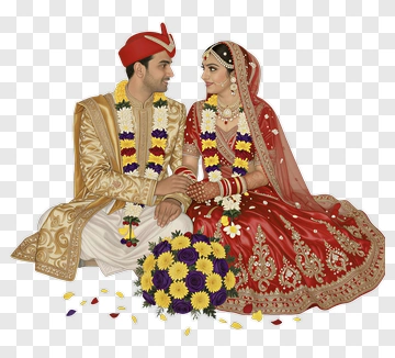 Indian Wedding Couple Sitting Together PNG