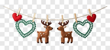 Felt Reindeer And Hearts Garland PNG