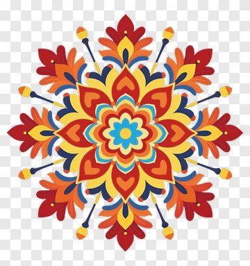 Colorful Floral Mandala Design PNG