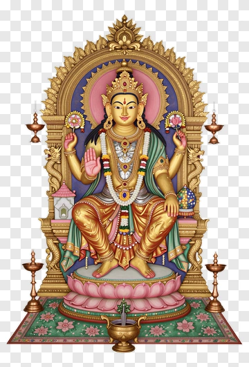 Hindu Goddess Lakshmi Sitting On A Lotus PNG