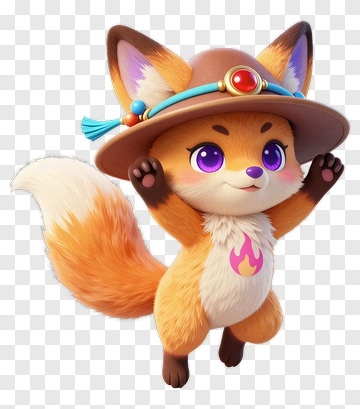 Cartoon Fox Character Wearing A Hat PNG