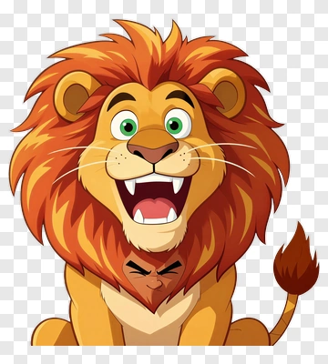 Cartoon Lion With A Smiling Expression PNG