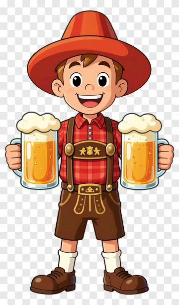 Cartoon Boy Holding Beer Mugs PNG