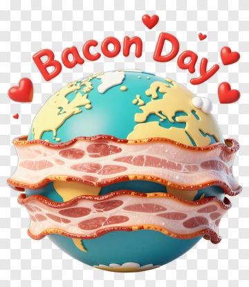 Bacon Day Earth With Bacon Strips PNG