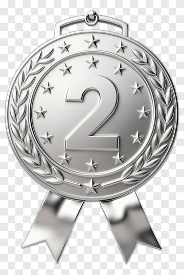 Silver Medal With Number Two PNG